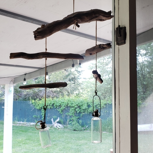 Driftwood plant propagation hanging mobile (handmade, for small cuttings) - Picture 2 of 7